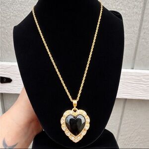 1928 Glass Heart Crystal Accent Necklace